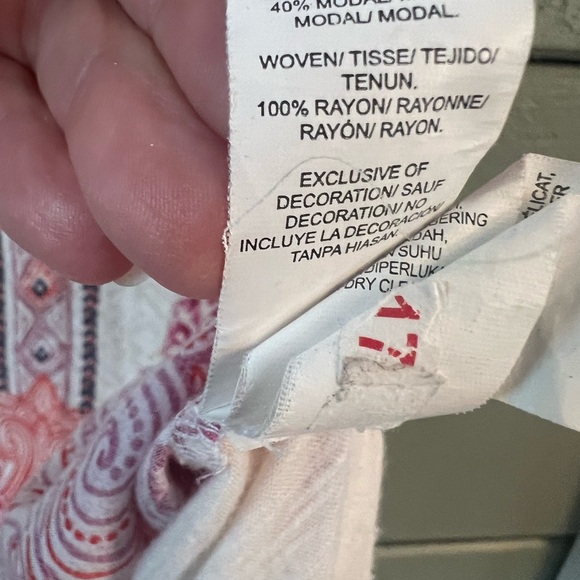 Lucky Brand Sleeveless Boho Blouse - Pink and White - Picture 3 of 7